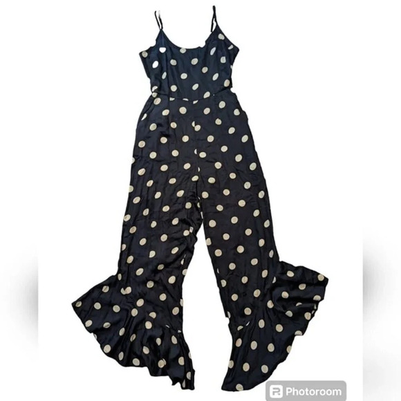 BILLABONG Polka Dot Jumpin Jumper Flare Pants Jumpsuit size S - Picture 3 of 8